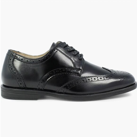 Size 3.5 M Leather Wingtip Oxford Shoes, Black, FLORSHEIM - Picture 1 of 12